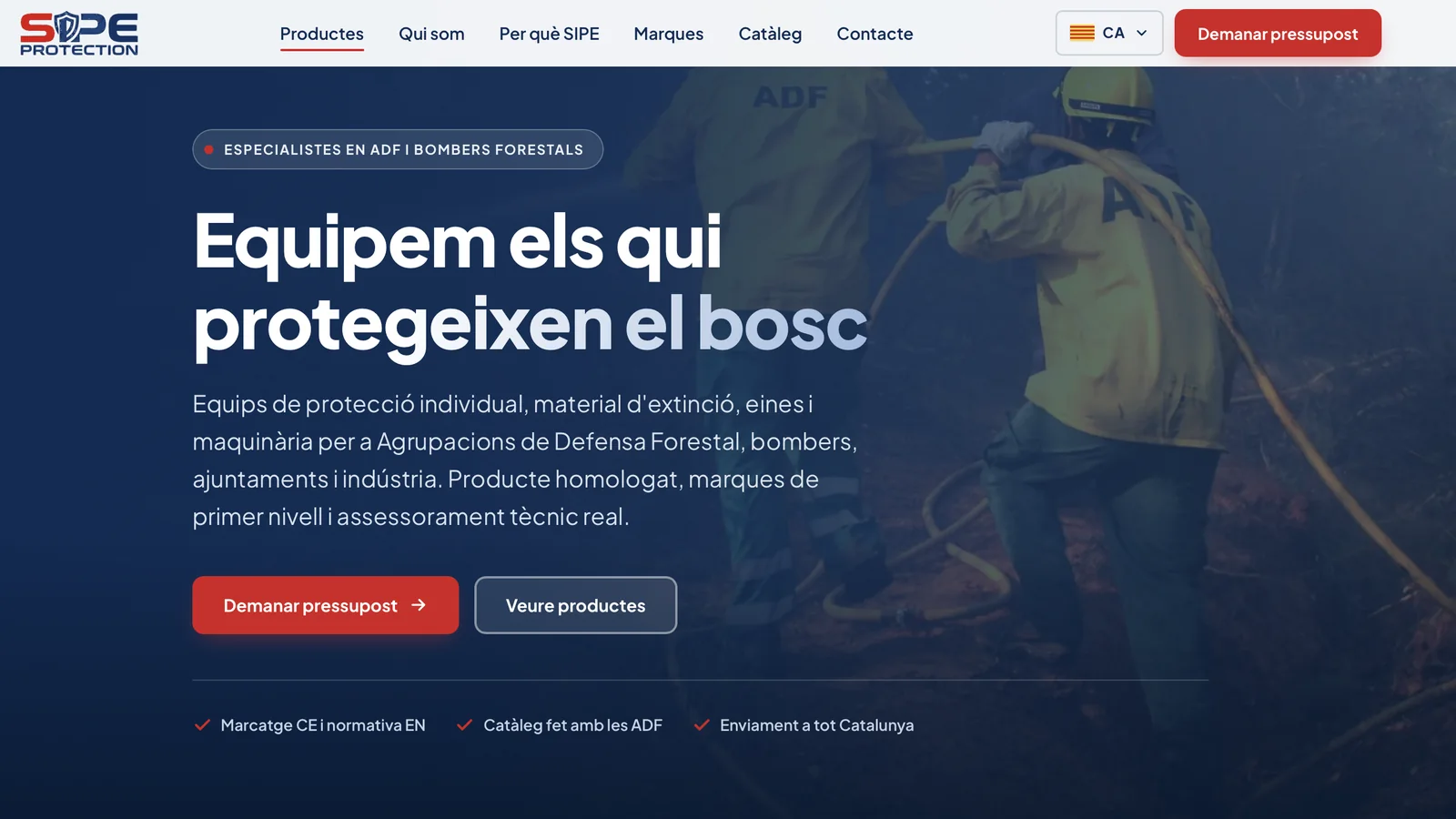 Portada de la web de SIPE Protection